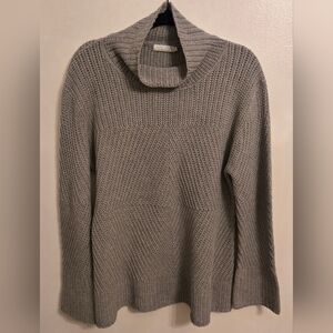 Echo Verde Knit Turtleneck Sweater Organic Cotton Neutral Gray Womens Large